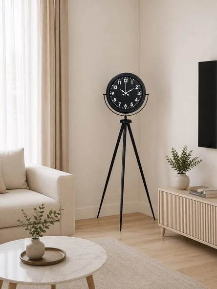 Siyah Asil Standart Stil Tripod Ayaklı Saat ürün görseli 1