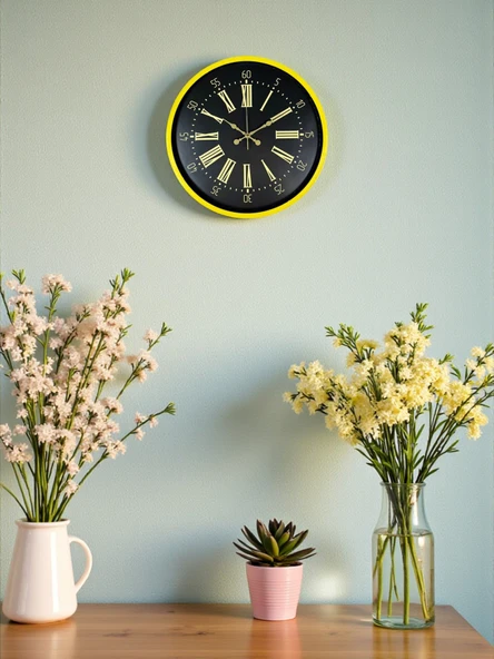 36 Cm Sarı Modern Duvar Saati ürün görseli 1