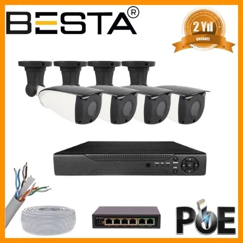 5 MP 1440P 4 DIŞ MEKAN KAMERALI IP POE Güvenlik Seti ürün görseli 1