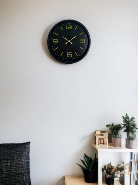 36 Cm Siyah Modern Duvar Saati ürün görseli 1