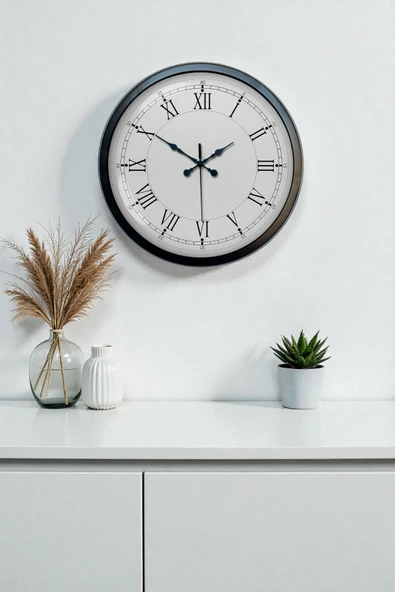 40 cm Siyah Metal Retro Duvar Saati ürün görseli 1