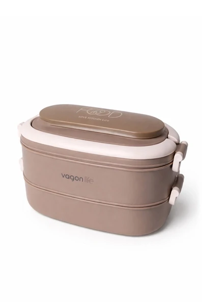 Vagon Life Çelik Beslenme Kutusu Vgn-7189 Kahve ürün görseli 1
