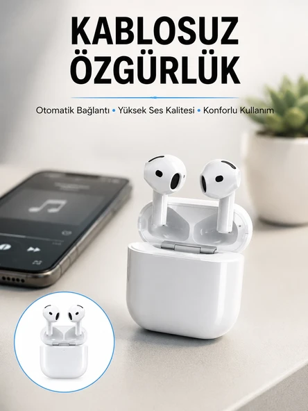 4.nesil Bluetooth Kulaklık Yüksek Ses Kaliteli Dokunmatik Kontrol Özellikli Yeni Nesil ürün görseli 1