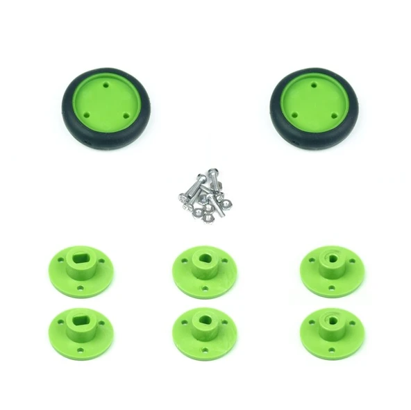 30x8 mm Yeşil Renk Geçmeli Hafif Lastik Tekerlek Seti ürün görseli 1