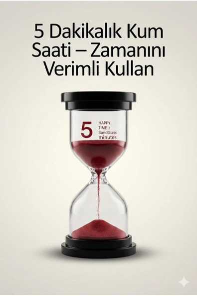 5 Dakikalık Kum Saati Zamanlayıcı - KIRMIZI Dekoratif Masa Saati 4 Renk Seçeneği ürün görseli 1