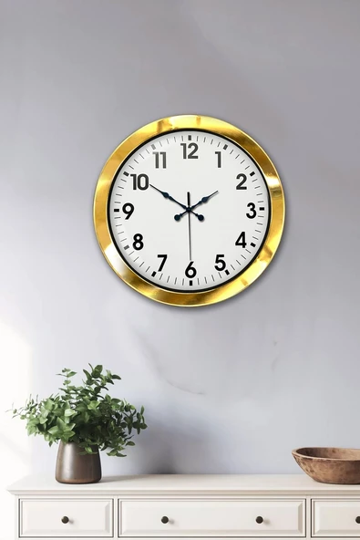36 cm Gold Metal Standart Duvar Saati ürün görseli 1