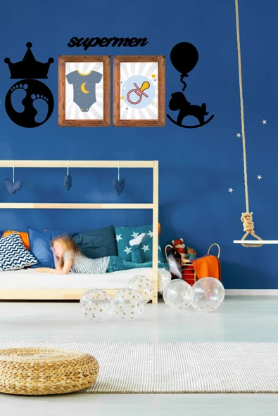 DECO103 Supermen Dekoratif Duvar Süsü Tablo Aksesuar Ahşap Tasarım Hediye Pano Sticker Seti ürün görseli 1