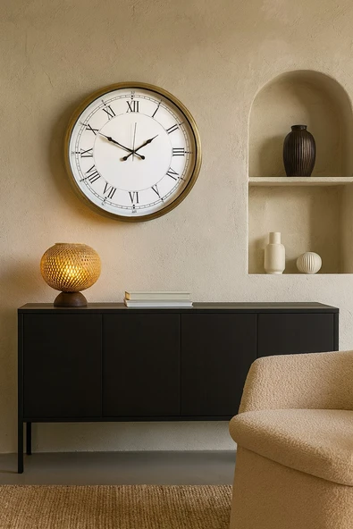 52 cm Eskitme Metal Retro Duvar Saati ürün görseli 1