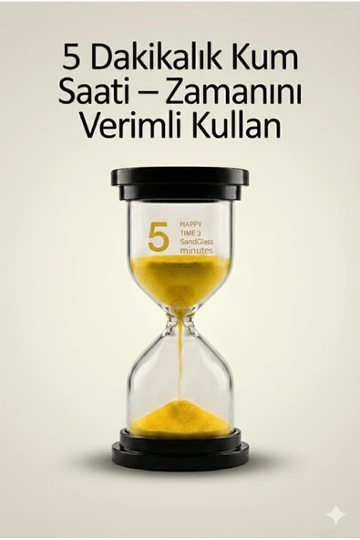 5 Dakikalık Kum Saati Zamanlayıcı - SARI Dekoratif Masa Saati 4 Renk Seçeneği ürün görseli 1