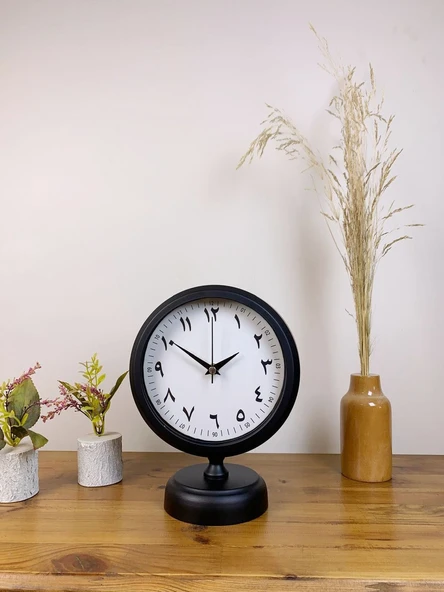 Siyah Metal Farsça Masa Saati 25×20 cm ürün görseli 1