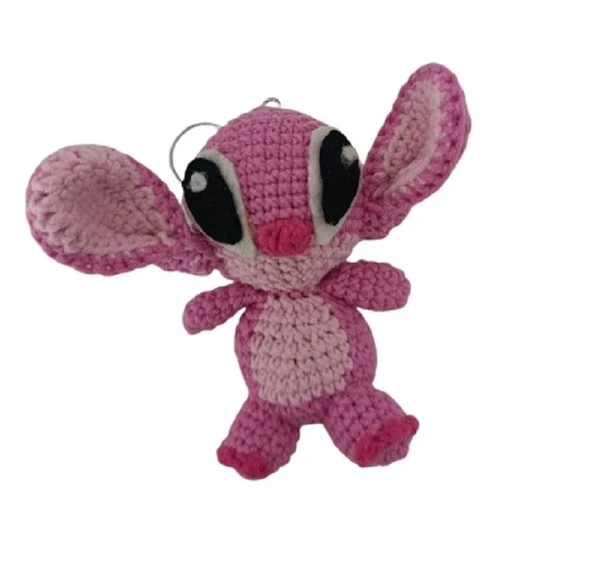 Maskot Pembe Uzay Canavarı Amigurumi Organik Anahtarlık Oyuncak ürün görseli 1