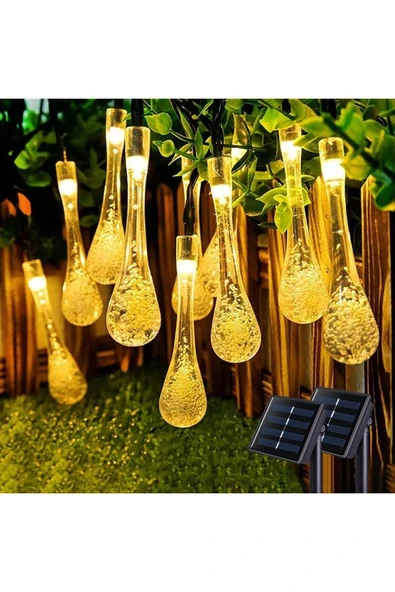 Solar 5 Metre 20 LED Günışığı Damlacık Işıkları, Güneş Enerjili LED Işıklar Dış Mekan ürün görseli 1