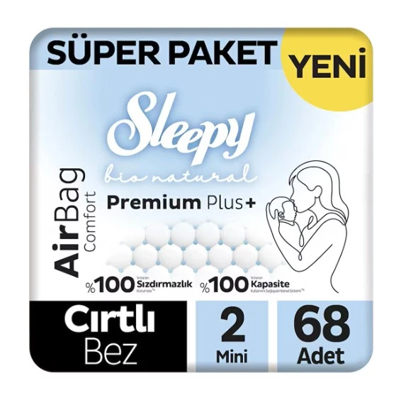 Sleepy Bio Natural Premium Plus Airbag Comfort Bebek Bezi 2 Beden 68 Adet ürün görseli 1