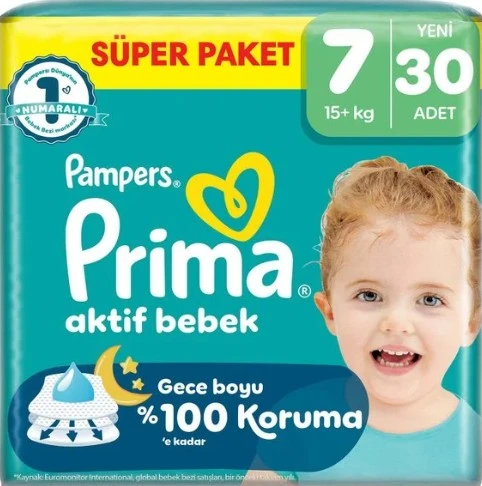 Prima Aktif Bebek Süper Paket Bebek Bezi 7 Beden 30 Adet ürün görseli 1