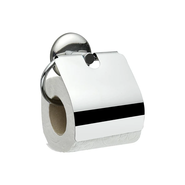Yapışkanlı Paslanmaz Metal Kapaklı Wc Tuvalet Kağıdı Standı ürün görseli 1