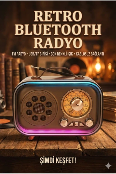Retro Bluetooth Radyo Hoparlör USB TF Kart AUX FM Taşınabilir Nostaljik Tasarım ürün görseli 1