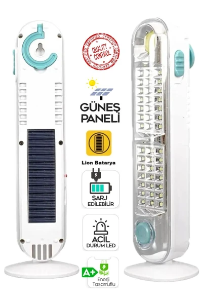 V-005 42 Ledli+fener Solar Güneş Panelli Ultra Güçlü Ledli Şarjlı Işıldak ürün görseli 1
