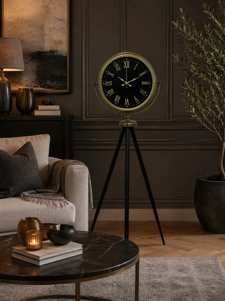 Vintage Roma Rakamlı Modern Tripod Ayaklı Saat ürün görseli 1