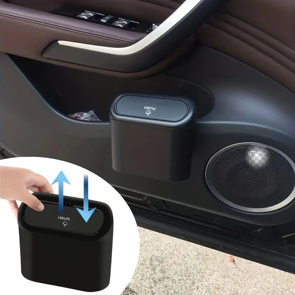 Araç İçi Takılarak Sabitlenebilen Mini Kapaklı Çöp Kovası ürün görseli 1