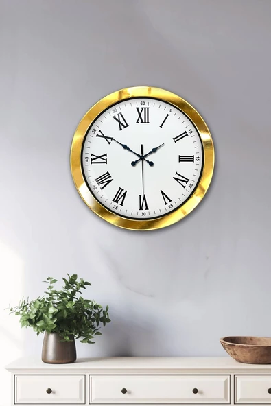 36 cm Gold Metal Roma Rakamlı Duvar Saati ürün görseli 1