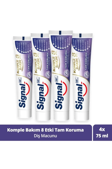 Signal Komple Bakım 8 Etki Diş Macunu Tam Koruma Çürük Karşıtı Ve Diş Beyazlatıcı 75 Mlx4 ürün görseli 1