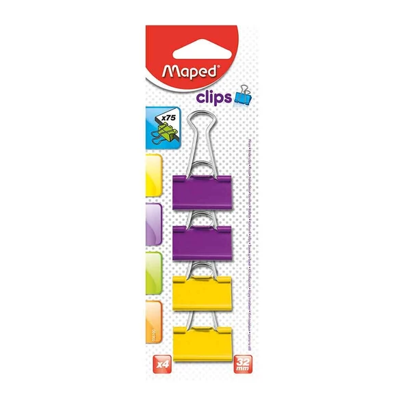 Maped Kıskaç (Klips) Metal 32Mm 4 Lü Renkli 036100AA ürün görseli 1