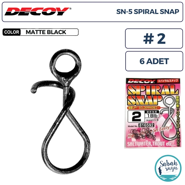 Decoy SN-5 Spiral Snap Klips #2 18lb (6 Adet) ürün görseli 1