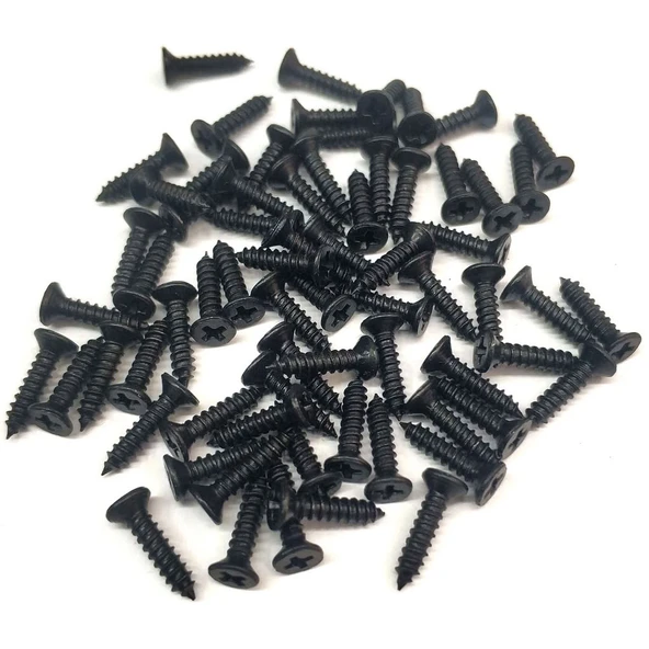 Siyah 1000 Adet Klips Vidası 2,2x9,5 mm YHB - Konik Başlı Kutu, Sandık, Ayak, Askı,  Mini Vida ürün görseli 1