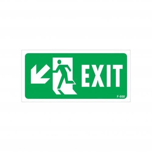Mey İthalat® Exit Sol Aşağı Uyarı Levhası 17,5x25 KOD:958 ürün görseli 1