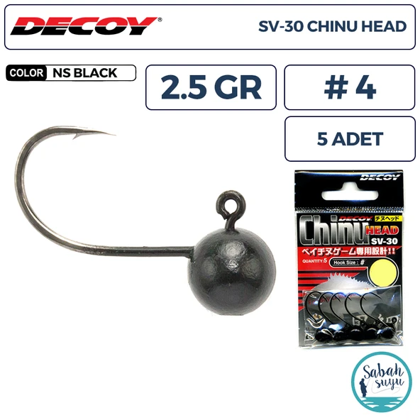 Decoy JH SV-30 Chinu Jighead 2.5gr #4 Siyah (5 Adet) ürün görseli 1