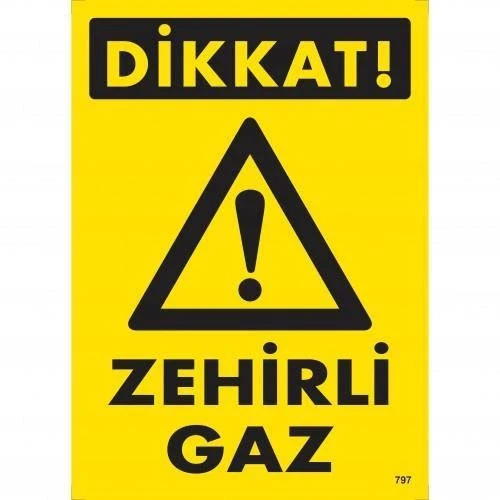 Mey İthalat® Dikkat Zehirli Gaz Uyarı Levhası 25x35 KOD:797 ürün görseli 1