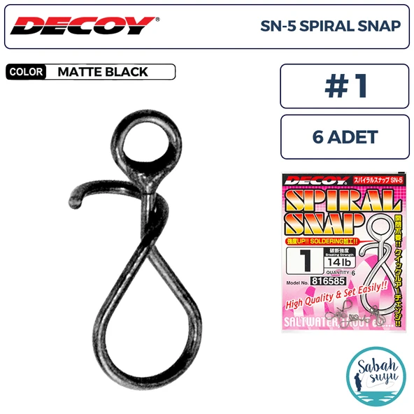 Decoy SN-5 Spiral Snap Klips #1 14lb (6 Adet) ürün görseli 1