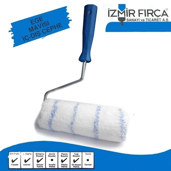 Mey İthalat® İzmir Fırça Ege Mavisi İç Dış Cephe Boya Rulosu 25 Cm ürün görseli 1
