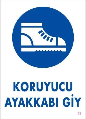 Mey İthalat® Koruyucu Ayakkabı Giy Uyarı Levhası 25x35 KOD:7 ürün görseli 1