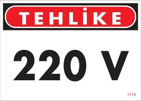 Mey İthalat® 220 V Teklike Uyarı Levhası 25x35 KOD:1114 ürün görseli 1