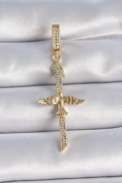 Mey İthalat® Pirinç Gold Renk Zirkon Taş Detaylı Elif Model Anka Kuşu Figür Ajda Charm ürün görseli 1