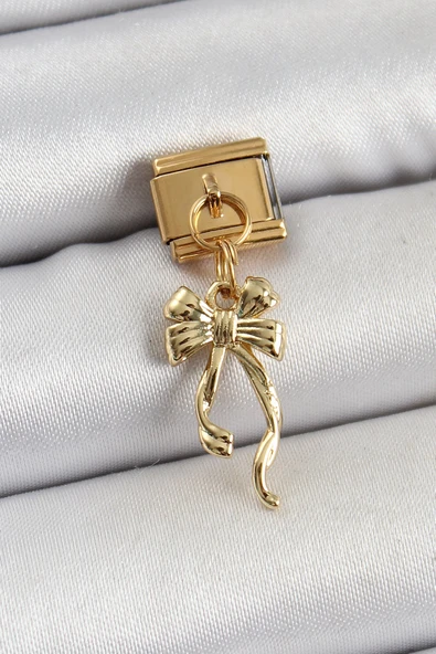 Mey İthalat® 316L Çelik Sallantılı Uzun Fiyonk Model Gold Renk Nomination Charm ürün görseli 1