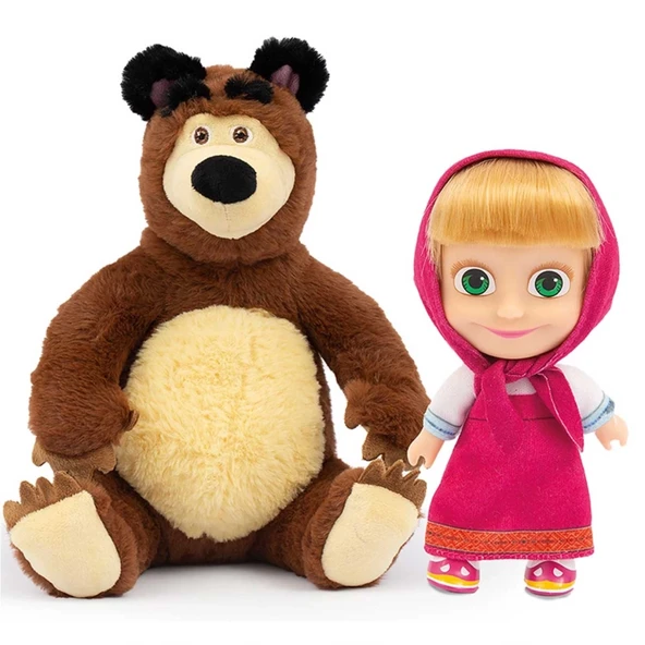 Mey İthalat®   Masha ile Koca Ayı 20 Cm Peluş 12 Cm Bebek MHA21000 ürün görseli 1