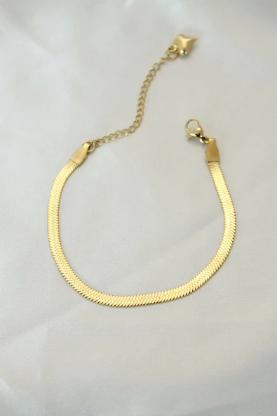 Mey İthalat® 316L Çelik Gold Renk İtalyan Zincirli Bileklik ürün görseli 1