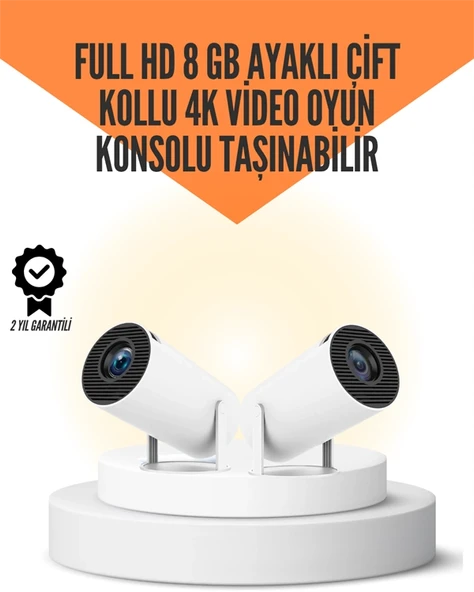 Mey İthalat® 10.000 Oyun Destekli, Çift Kollu 4K Projeksiyon – HDMI, USB, AUX, Ethernet Yok ürün görseli 1