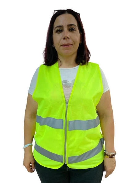 Mey İthalat® Fermuarlı Sarı İkaz Yeleği XL Beden 59 cm ürün görseli 1
