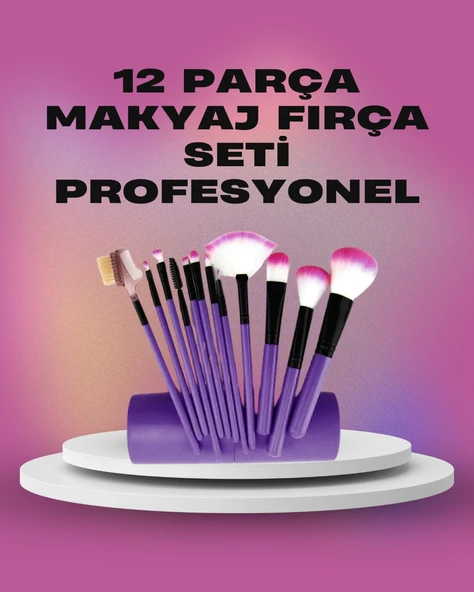 Mey İthalat® 12 Parça Yumuşak Kıllı Makyaj Fırçası Seti Yüz ve Göz Makyajına Uygun Profesyonel Kullanım ürün görseli 1