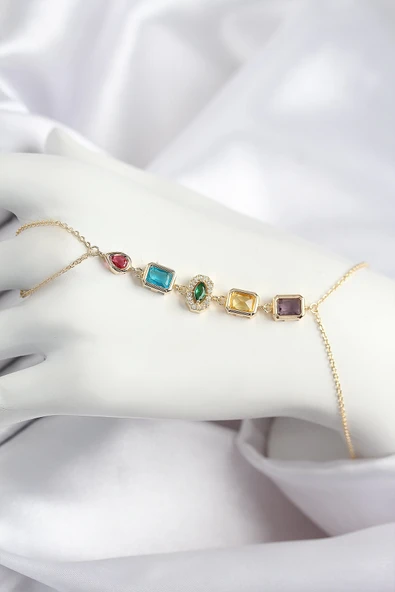 Mey İthalat® Pirinç Renkli Zirkon Taşlı Model Gold Renk Şahmeran ürün görseli 1