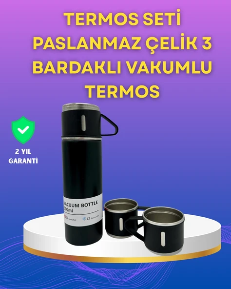 Mey İthalat® Çelik Termos Bardak Seti | 500 ml Kapasite, Kaymaz Taban, Hediye Kutulu ürün görseli 1