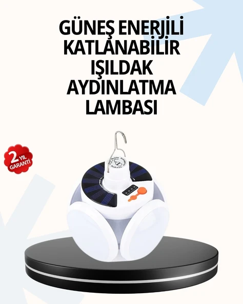Mey İthalat® Katlanabilir 5 Kanatlı Solar LED Bahçe ve Kamp Lambası ürün görseli 1