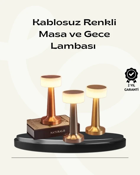 Mey İthalat® Modern USB'li Kablosuz Masa Lambası – Minimalist Tasarım, 3 Farklı Parlaklık ürün görseli 1