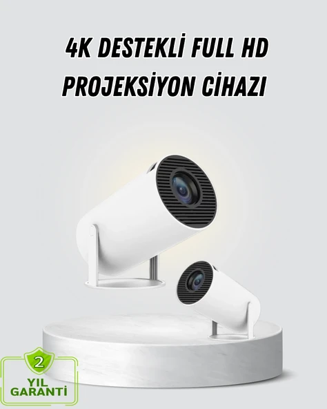 Mey İthalat® Full HD 4K Destekli Akıllı Projeksiyon – 130 inç Ekran, Uzun Ömürlü Ampul ve Çoklu Giriş ürün görseli 1