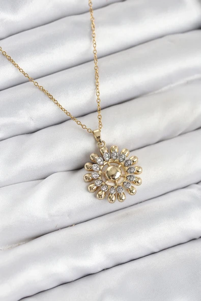 Mey İthalat® 316L Çelik Zincir Gold Renk Güneş Model Kadın Kolye ürün görseli 1