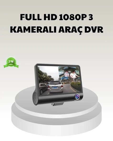 Mey İthalat® Araç DVR Kamerası 3’lü 170° Geniş Açılı Full HD ve Park Destekli ürün görseli 1