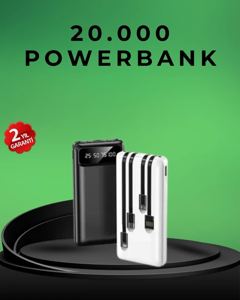 Mey İthalat® Kamp ve Seyahat İçin 20.000mAh LED Işıklı Hızlı Şarj Powerbank ürün görseli 1